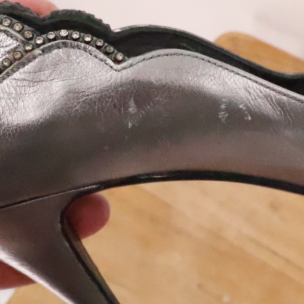 Elegance by Edythe Silver Metallic Rhinestone Pumps Size Leather Vtg Y2K - Picture 10 of 13